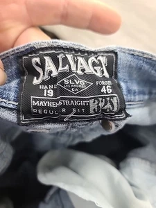 Salvage Mayhem Straight Jeans Size 32s BKE Buckle Acid Wash Whiskers - Picture 1 of 8