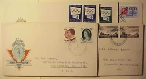 AUSTRALIA FDC BLUE & 1955 GREEN OLYMPICS & 1955 STAGE,1963 CABLE,VISIT ALL - Picture 1 of 1