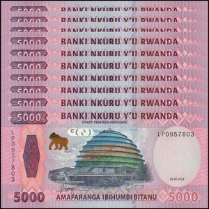 50,000 NEW RWANDA Francs 2024 P 44 NEW Design UNC 10 x 5,000 RWF - UNCirculated - Picture 1 of 4