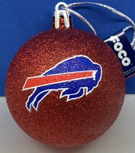 2025 Forever Collectibles -FOCO- NEW Buffalo Bills Red Glitter Ball Ornament - Picture 1 of 2