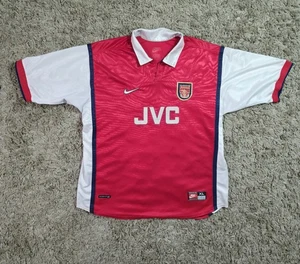 Camiseta de fútbol local roja extra grande vintage del Arsenal para hombre Nike JVC 1998 1999 - Imagen 1 de 19