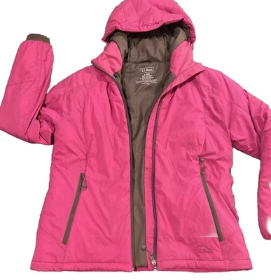 L L BEAN Hot Pink Fuchsia Warm Cozy Hooded Puffer Coat Jacket Womens Sz Large EC - Image 1 of 4