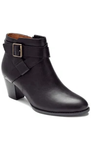 Botas al tobillo para mujer Vionic de cuero negras Trinity con tacón ortal [1986] Reino Unido 3 - Imagen 1 de 9