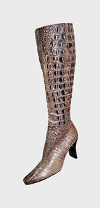 Damenschuhe Roberto Clergerie Größe 6,5 Leder kniehohe Stiefel Absatz Pumps ITALIEN - Bild 1 von 9