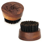 Menesia Boar Bristle Hair Beard Brush for Men, Small and Round Black Walnut Wood