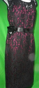 NEW TAHARI ARTHUR S LEVINE 9220M552 BLACK LACE/WINE SLIP CAP SLEEVE DRESS 10 - Picture 1 of 1