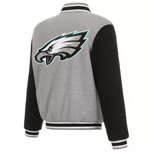 NFL Philadelphia Eagles Reversible Full Snap Fleece Jacket Embroidered Logos JHD - Picture 1 of 6
