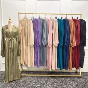 Muslim Hijab Dress Open Abaya Women Dubai Kaftan Islamic Caftan Ramadan Robe Set - Picture 1 of 22