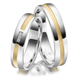 Trauringe Partnerringe Sterling Silber 925 Zirkonia Eheringe SI-21 | Paarpreis - Bild 1 von 2