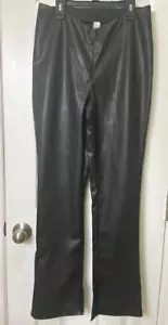 H&M pants size M black faux leather v front slit at ankles sexy new no tags - Picture 1 of 7