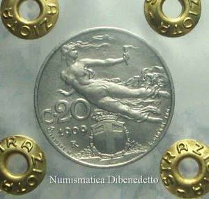 Vittorio Emanuele III° - 20 Cent 1909 Libertà Librata FDC / UNC Gutachten - Bild 1 von 5