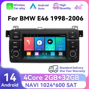 Autoradio for BMW E46 Android 14 Apple Carplay 2+32GB Auto Radio GPS SAT NAVI - Bild 1 von 12