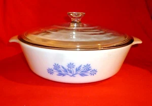 Vintage Blue Cornflower Pattern Casserole Dish With Lid. - Picture 1 of 20
