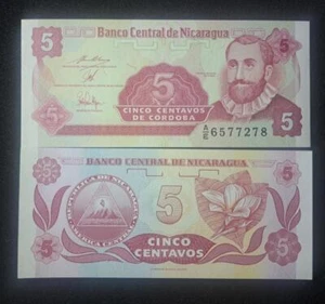 NICARAGUA 5 Centavos; P - 168; UNC from 1991; features flowers and Arms symbol - Picture 1 of 3