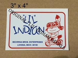 Vintage Minibike LIL Indian Decal Mini Bike, White with Blue/Red. - Picture 1 of 1
