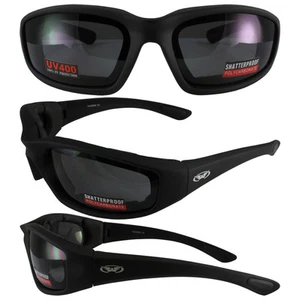 Kickback Padded Motorcycle Sunglasses TRANSITION PHOTOCHROMIC CLEAR 2 SMOKE LENS - Picture 1 of 1