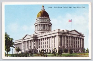 Bandera exterior del Capitolio del Estado de Utah Salt Lake City ver primera postal de Estados Unidos - Imagen 1 de 2