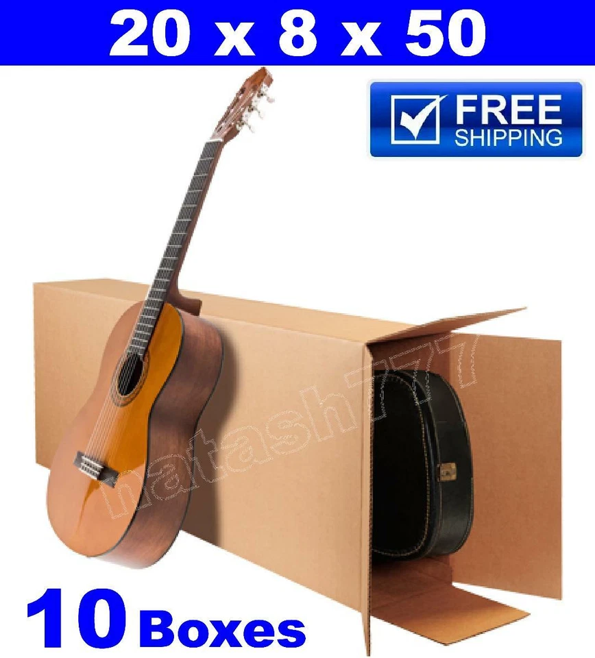 10 - 20x8x50" Acoustic Guitar Shipping Packing Boxes Moving Keyboard Heavy Duty - Image 1 of 1