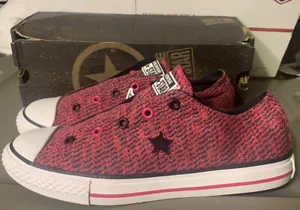 CONVERSE OS "Fancy" Pink & Black Slip-On Sneakers Juniors Size 6 NEW IN BOX - Picture 1 of 8