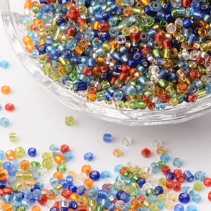 50g Christmas festive mix 2mm silver lined glass seed beads - xmas beading craft - Picture 1 of 3
