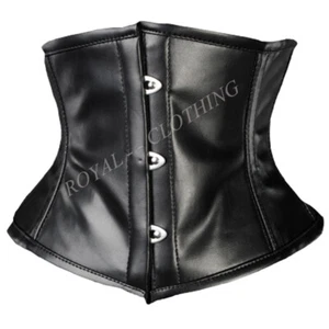 Corsé negro cintura corta extrema de cuero sintético deshuesado de acero J-8209 - Imagen 1 de 3