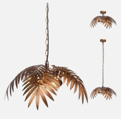 Vintage Chandelier Adjustable Tropical Coconut Leaves Pendant Light Rustic - Image 1 of 4