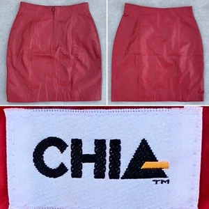 Minifalda vintage de cuero rojo chía años 80 80 cintura alta talla 8 26 pulgadas cintura - Imagen 1 de 24