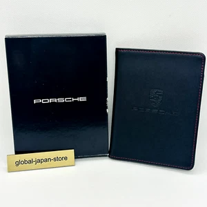 PORSCHE Original Novelty Passport Case Black Leather New from Japan w/Box - Picture 1 of 12