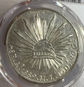 1889 AS ML MEXICO SILVER 8 REALES PCGS AU - Picture 1 of 3