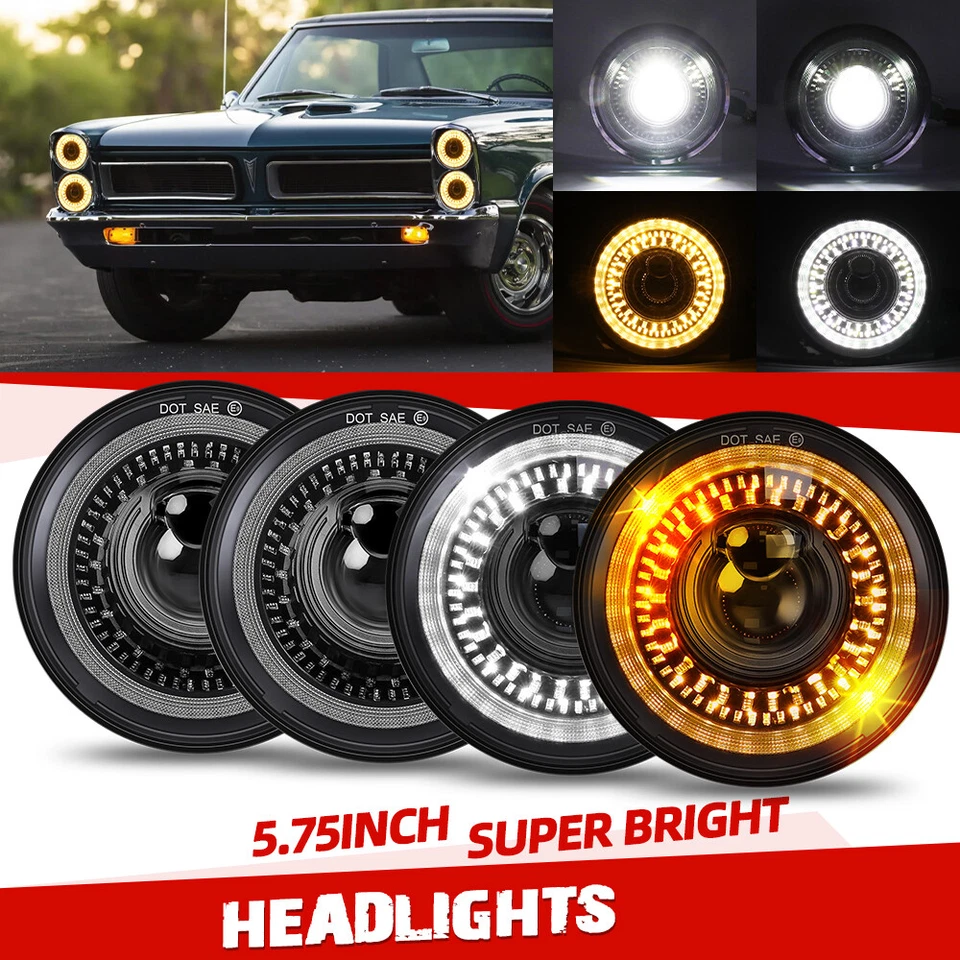 4 peças 5 3/4" 5,75" faróis de LED halo HI/LO para GTO Grand Prix Firebird - Imagem 1 de 4