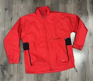 Nike Jacket Mens Large Red Windbreaker Packable Full Zip Vented Vintage - Picture 1 of 12