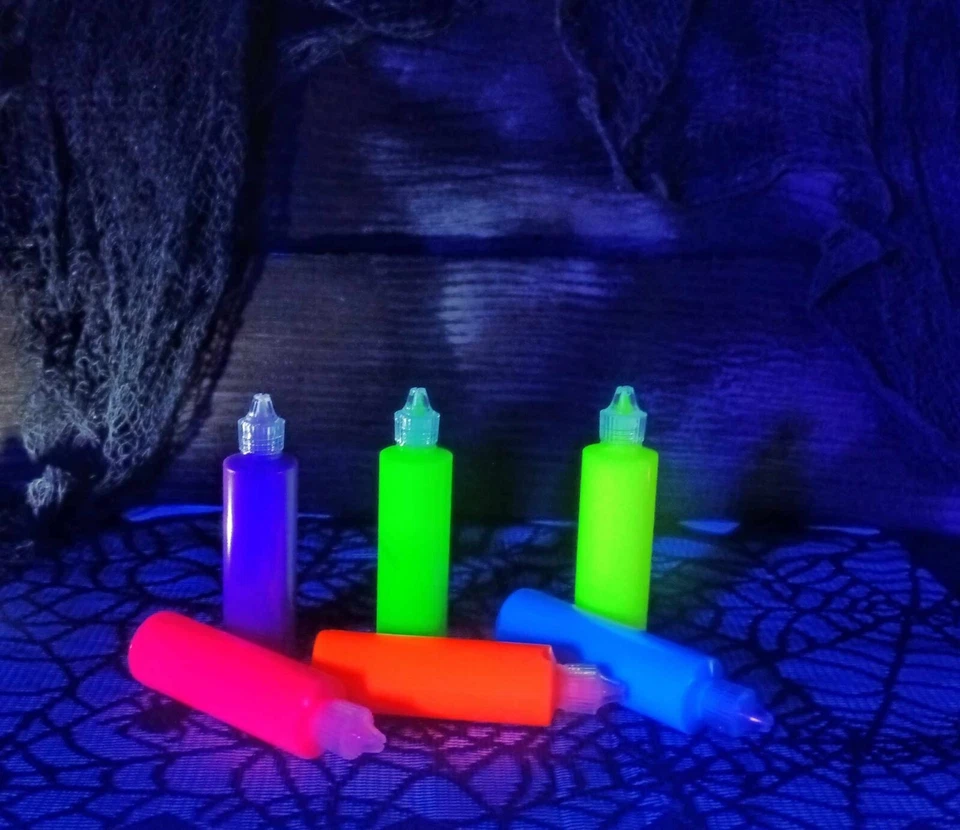 6 pinturas de luz negra de neón no tóxicas - botellas de 2 oz tela reactiva a los rayos UV (12 oz en total) Foto 1 de 1