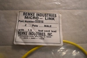 PN# 202E0015G REMKE Industries Micro Link 2 Pole MALE 1.5FT cord lead - Picture 1 of 2