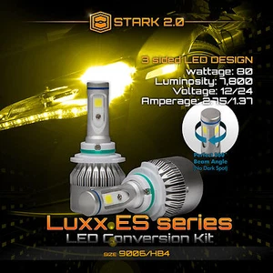 Stark 80W 7800LM Abatible COB LED Kit 3000K Faro Amarillo - 9006 HB4 - Imagen 1 de 8