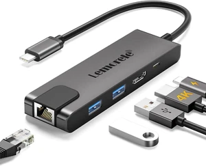 Hub USB C Con Gigabit, Adattatore USB C 5 in 1 a RJ45 Ethernet 1000Mbps, 4K HDMI - Foto 1 di 12