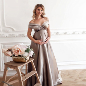 Sexy Maternity Photo Shoot Dresses Long Baby Showers Party Pregnancy Maxi Gown