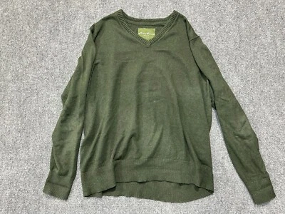 Suéter masculino Eddie Bauer XL gola V cashmere manga longa macio KE3 - Imagem 1 de 4