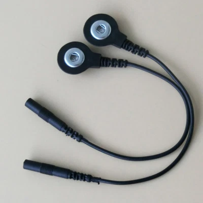 ELYSAID Adapter Short Cables Electrode lead Wires With Snap 3.5mm Plug Hole 2.0mm TENS