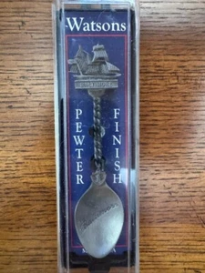 Vintage Souvenir Spoon US Collectible Watson's Baltimore Pewter Finish with Ship - Picture 1 of 6