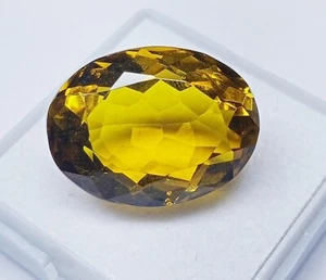 Oval Cut Certified Loose Gemstone Lab Created Good Quality 16.20 Ct Yellow Topaz - Picture 1 of 4