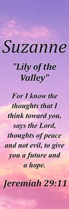 Suzanne "Lily of the Valley" Keepsake Name Meaning Bookmark with Verse & Tassel - Imagen 1 de 2