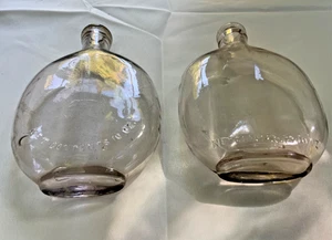 2 antike Kürbiskern Flasche Flaschen Form mundgeblasene Blasen leichte rosa Tönung 10 Oz. - Bild 1 von 14