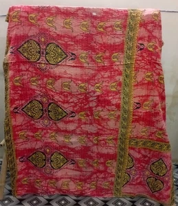 Vintage Patchwork Kantha Bedspread Indian Handmade Quilt Throw Cotton Blanket - Picture 1 of 2