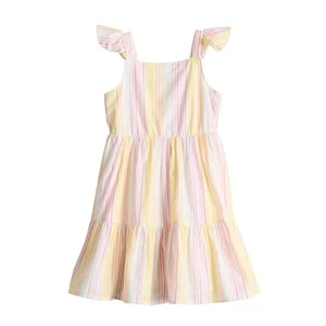 Striped Pink and Yellow Kids Dress, Size 7 - Picture 1 of 3