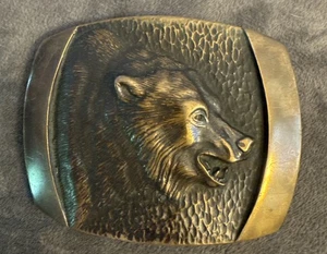 Hebilla de cinturón Bear 1978 vintage bronce macizo SL. Escultura de caballero de Shallizar - Imagen 1 de 11