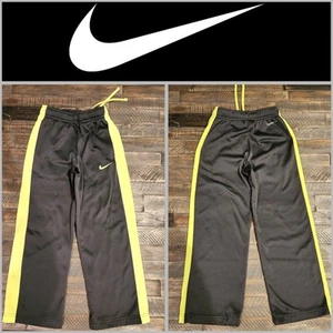 Nike Therma-Fit Dark Grey and neon Yellow wide Pants size boys youth Small - Picture 1 of 6