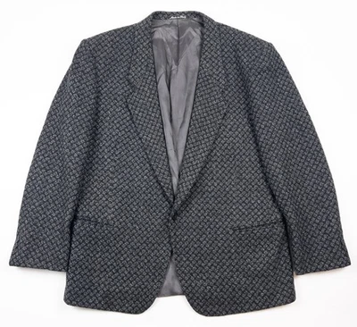 Giorgio Armani Blazer 运动外套男式 42 黑色几何羊毛意大利复古 — 第 1/4 张图片
