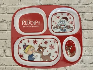 Rudolph das Rentier mit der roten Nase Melamin 4 Portionen Kinder Teller - Bild 1 von 2