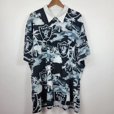 NFL Raiders Men's Button Up Hawaiian Shirt 3XL Short Sleeve Vintage Cars Logo - Image 1 of 4