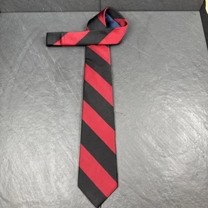 Tommy Hilfiger Red Black Striped Mens Repp Tie 100% Silk 59 x 3.5 Necktie - Picture 1 of 13